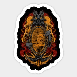 Creepy horned sea skull Sticker